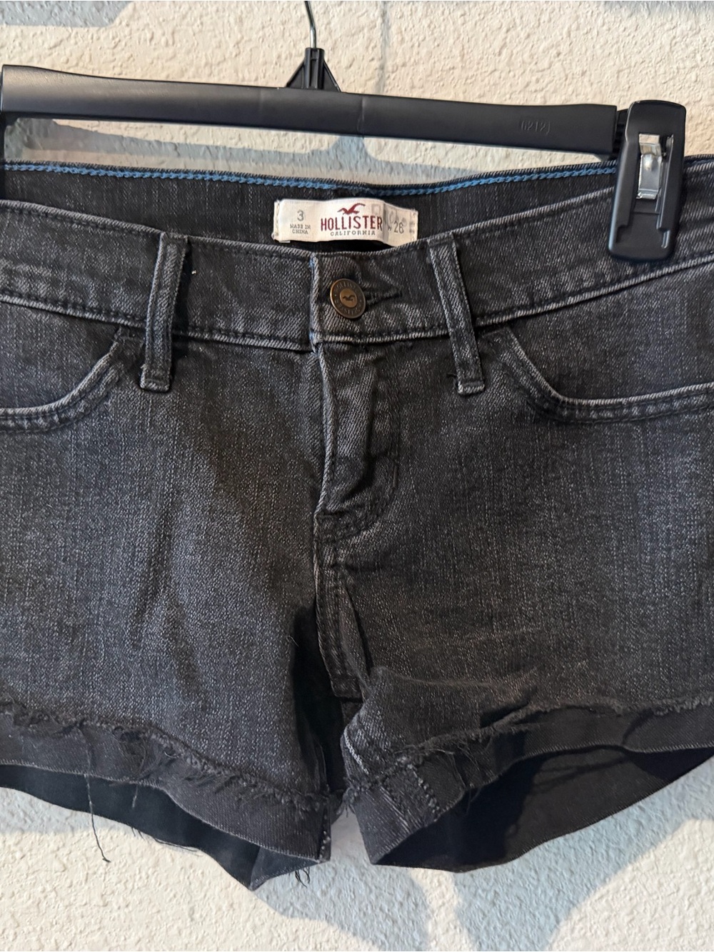 Hollister Black Washed Denim Cutoff Shorts